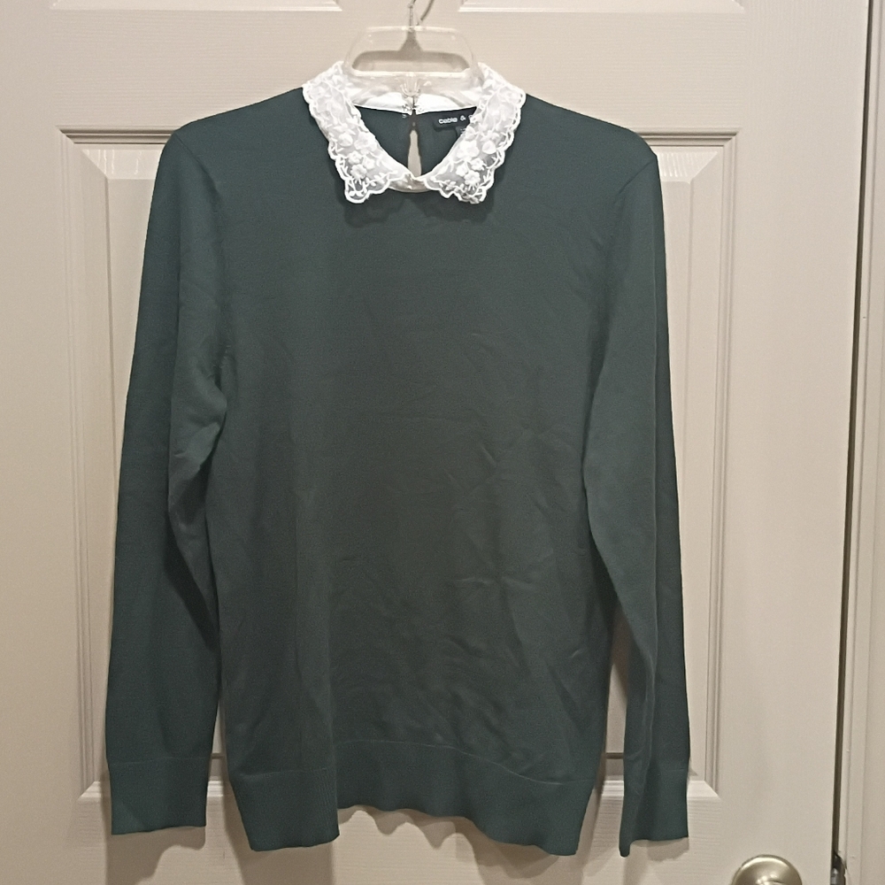 Cable & Gauge lace collared sweater Size large